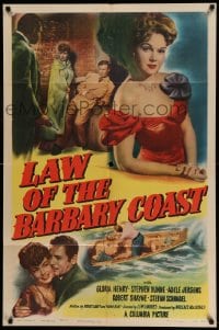 1y505 LAW OF THE BARBARY COAST 1sh 1949 sexy Gloria Henry, Stephen Dunne, casino gambling!
