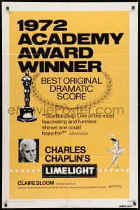 1y524 LIMELIGHT style B 1sh R1972 images of aging Charlie Chaplin & pretty young Claire Bloom!