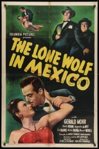 1y533 LONE WOLF IN MEXICO 1sh 1947 sexy Sheila Ryan has the drop on detective Gerald Mohr!