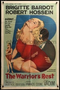 1y546 LOVE ON A PILLOW int'l 1sh 1964 sexy Brigitte Bardot and Robert Hossein, The Warrior's Rest!