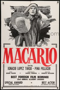 1y548 MACARIO 1sh 1961 cool art of Igancio Lopez Tarso carrying wood by E. Caleril!