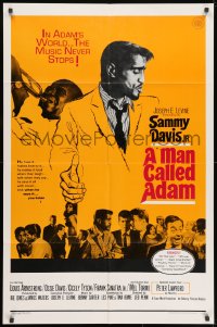 1y556 MAN CALLED ADAM 1sh 1966 great images of Sammy Davis Jr. + Louis Armstrong playing trumpet!
