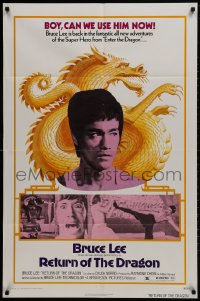1y709 RETURN OF THE DRAGON 1sh 1974 Bruce Lee kung fu classic, Chuck Norris, great images!