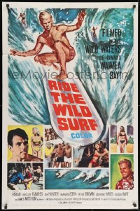 1y715 RIDE THE WILD SURF 1sh 1964 Fabian, ultimate poster for surfers to display on their wall!