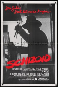 1y755 SCHIZOID 1sh 1980 cool silhouette of crazed madman Klaus Kinski attacking with scissors!