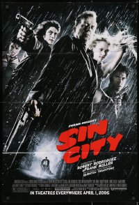 1y783 SIN CITY advance 1sh 2005 graphic novel by Frank Miller, cool image of Bruce Willis & cast