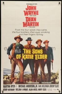 1y802 SONS OF KATIE ELDER 1sh 1965 line up of John Wayne, Dean Martin & more + Martha Hyer!