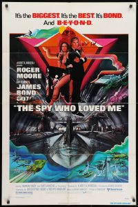 1y812 SPY WHO LOVED ME 1sh 1977 great art of Roger Moore as James Bond by Bob Peak!