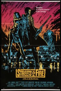 1y827 STREETS OF FIRE 1sh 1984 Walter Hill directed, Michael Pare, Diane Lane, artwork by Riehm!