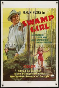 1y841 SWAMP GIRL 1sh 1971 Ferlin Husky, artwork of sexy girl running through the Okefenokee Swamps!