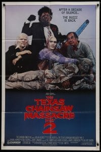 1y875 TEXAS CHAINSAW MASSACRE PART 2 1sh 1986 Tobe Hooper horror sequel, cool family portrait!