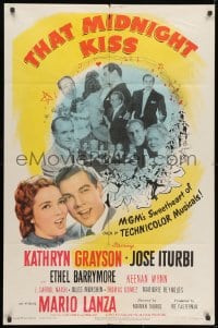 1y877 THAT MIDNIGHT KISS 1sh 1949 close up of sweethearts Kathryn Grayson & Mario Lanza singing!