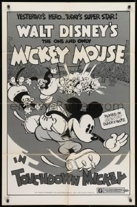 1y904 TOUCHDOWN MICKEY 1sh R1974 Walt Disney, great cartoon art of Mickey Mouse playing football!