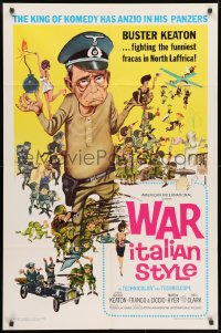 1y944 WAR ITALIAN STYLE 1sh 1966 Due Marines e un Generale, cartoon art of Buster Keaton as Nazi!