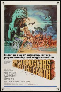 1y953 WHEN DINOSAURS RULED THE EARTH 1sh 1971 Hammer, artwork of sexy cavewoman Victoria Vetri!