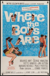1y956 WHERE THE BOYS ARE 1sh 1961 sexy Connie Francis, Dolores Hart, Yvette Mimieux & Prentiss!