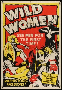 1y968 WILD WOMEN 1sh 1951 wild art of gorilla and 1000 wild sexy virgins without men, ultra-rare!