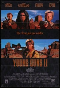 1y991 YOUNG GUNS II int'l DS 1sh 1990 Emilio Estevez, Christian Slater & Keifer Sutherland!