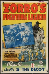 1y999 ZORRO'S FIGHTING LEGION chapter 5 1sh 1939 Reed Hadley & wacky bad guys, Republic serial!