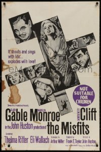 1z674 MISFITS Aust 1sh 1961 sexy Marilyn Monroe, Clark Gable, Montgomery Clift, John Huston, rare!