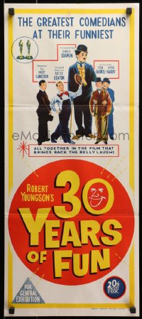 1z701 30 YEARS OF FUN Aust daybill 1963 Charley Chase, Buster Keaton, Laurel & Hardy!