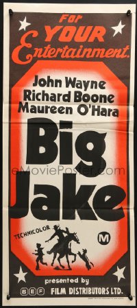 1z722 BEF Aust daybill 1970s John Wayne and Maureen O'Hara in Big Jake, cowboy western art!