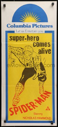 1z763 COLUMBIA PICTURES Aust daybill 1970s Nicholas Hammond as Spider-Man comes alive, different!