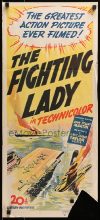 1z787 FIGHTING LADY Aust daybill 1944 cool World War II aircraft carrier artwork!