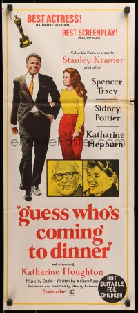 1z807 GUESS WHO'S COMING TO DINNER Aust daybill 1968 Poitier, Spencer Tracy, Katharine Hepburn!