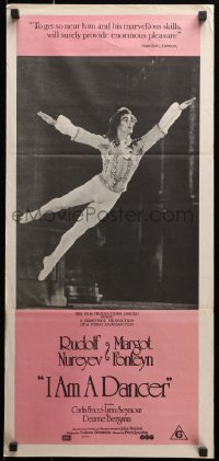 1z822 I AM A DANCER Aust daybill 1972 Rudolf Nureyev, Margot Fonteyn, cool image of dancer!