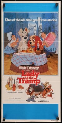 1z840 LADY & THE TRAMP Aust daybill R1980 Walt Disney romantic canine dog classic cartoon!