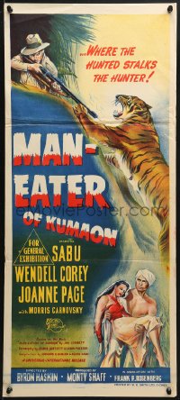 1z861 MAN-EATER OF KUMAON Aust daybill 1948 Sabu, Wendell Corey, Joanne Page, cool art of tiger!