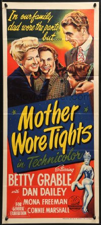 1z867 MOTHER WORE TIGHTS Aust daybill 1948 different art of Betty Grable, Dan Dailey, Mona Freeman!