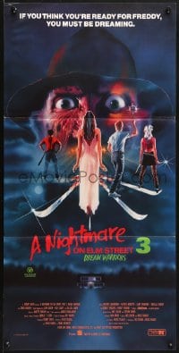 1z874 NIGHTMARE ON ELM STREET 3 Aust daybill 1987 horror art of Freddy Krueger by Matthew Peak!
