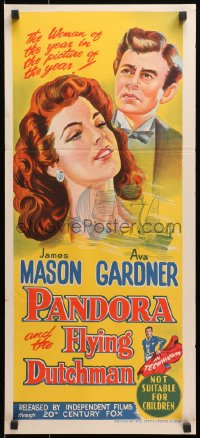 1z887 PANDORA & THE FLYING DUTCHMAN Aust daybill 1951 romantic c/u of James Mason & sexy Ava Gardner!