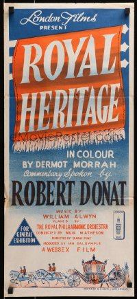 1z912 ROYAL HERITAGE Aust daybill 1952 Robert Donat, Royal Philharmonic, Queen Elizabeth!