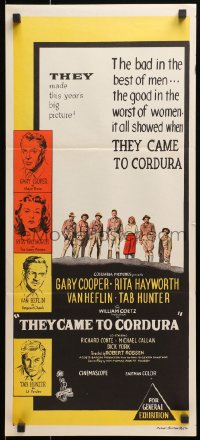1z957 THEY CAME TO CORDURA Aust daybill 1959 Gary Cooper, Rita Hayworth, Tab Hunter, Van Heflin!