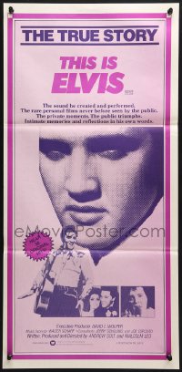 1z958 THIS IS ELVIS Aust daybill 1981 Elvis Presley rock 'n' roll biography, portrait of The King!