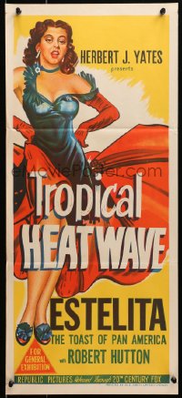 1z972 TROPICAL HEAT WAVE Aust daybill 1952 artwork of super sexy Estelita, the Toast of Pan America!
