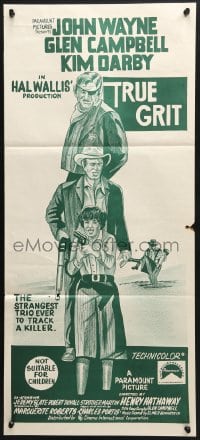 1z974 TRUE GRIT Aust daybill R1970s western cowboy John Wayne as Rooster Cogburn, Kim Darby!