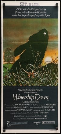 1z987 WATERSHIP DOWN Aust daybill 1979 based on Richard Adams' best seller, cool bunny art!