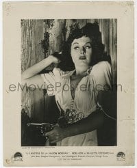 1z103 CAT & THE CANARY French LC 1940 different close-up of terrified Paulette Goddard w/ gun!
