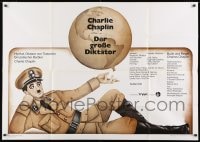 1z284 GREAT DICTATOR German 33x47 R1973 best art of Charlie Chaplin & Earth by Friedel Schmidt!
