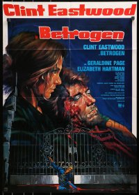 1z348 BEGUILED German 1973 cool different art of Clint Eastwood & Geraldine Page by Hans Braun!