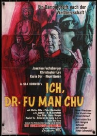 1z393 FACE OF FU MANCHU German 1965 art of Asian villain Christopher Lee by Litter, Sax Rohmer!