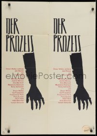 1z513 TRIAL German 1963 Orson Welles' Le proces, Anthony Perkins, from Kafka novel, two arms!