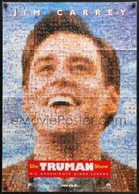 1z519 TRUMAN SHOW German 1998 really cool mosaic art of Jim Carrey, Peter Weir