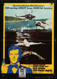 1z299 SPY WHO LOVED ME German 16x23 1977 Roger Moore as James Bond, Jaws, Seiko tie-in, rare!