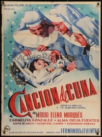 1z139 CANCION DE CUNA Mexican poster 1953 artwork of three nuns with baby by Josep Renau!