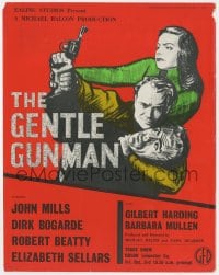 1z051 GENTLE GUNMAN English trade ad 1953 art of Elizabeth Sellars wrestling gun from John Mills!